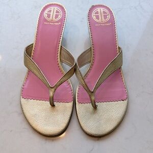 Lily Pulitzer Metallic Gold Kitten-Heel Thong Sandals size 10M